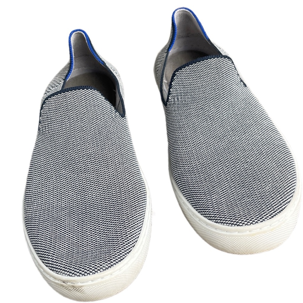 Rothy's Women's Knit Slip-On Sneakers - Navy and White